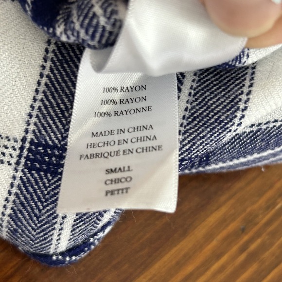 RAILS Navy Blue White PLAID Flannel Button Up SHIRT S Outdoor Casual Hiking - Picture 6 of 12